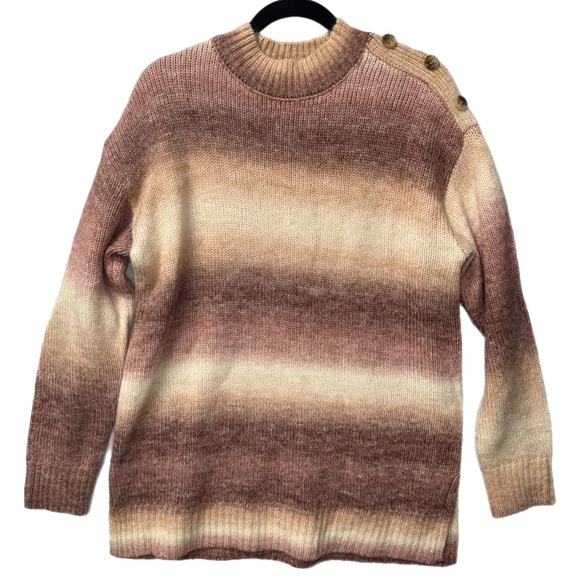 AGB - Gradient Stripe Sweater - Button Shoulder Detail - Knit Pullover - Large - Picture 2 of 6